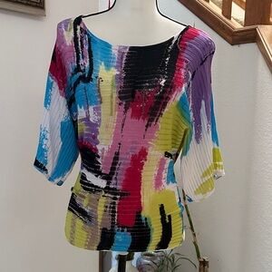 Alberto Makali Colorful Abstract Women's Top